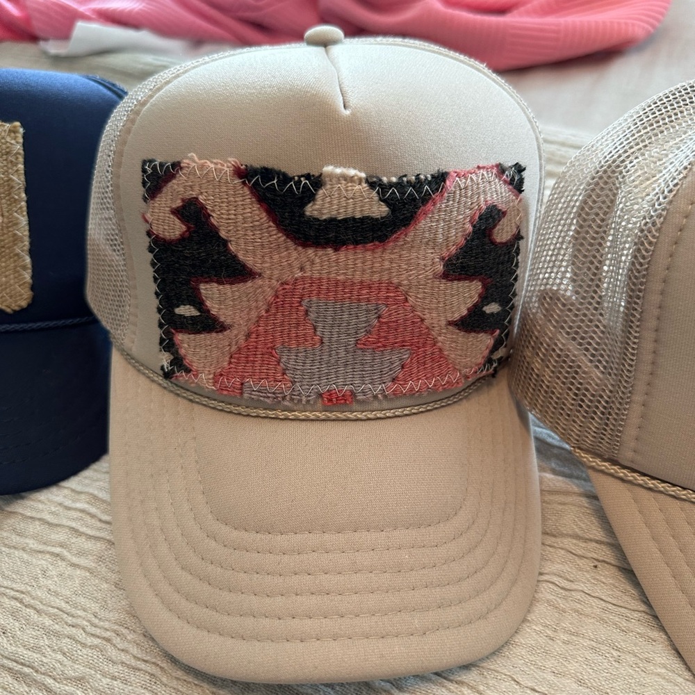 Kilim Beige Trucker Hat with Turkish Patch